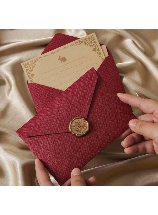 مجموعة هدايا فاخرة من 32 قطعة من مغلفات الكتان لكتابة رسائل الحب وبطاقات أعياد الميلاد - 6 مغلفات سميكة + 20 ورقة قرطاسية + 6 أختام شمعية - Image 4